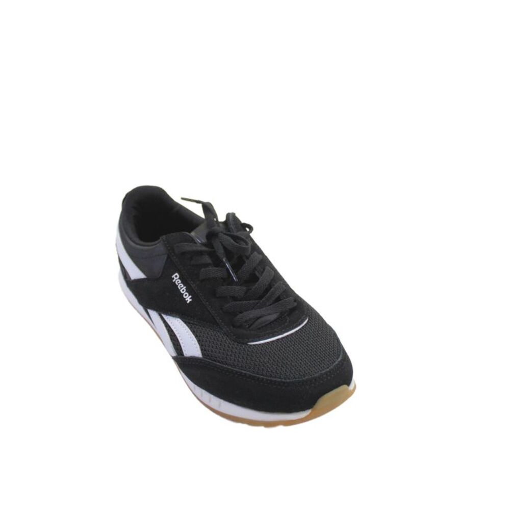 Reebok Womnens Suede Low Top Rewind Run Sneakers Black White Size 8